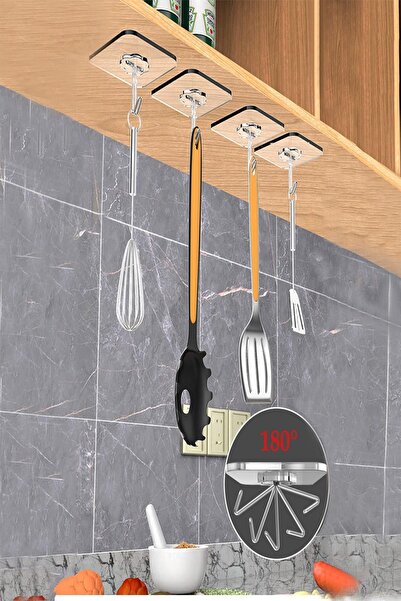 TOPALAKTİCARET 1 Adet Kare Şeffaf Askı Güçlü Kendinden Yapışkanlı Kapı Duvar Askısı Banyo Askısı Mutfak Askısı