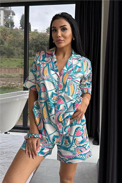 COCCOLARSI Stagione Estiva Saten Kısa Pijama Takımı CSE3009