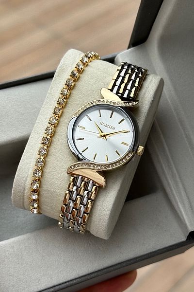Homies Women's Wristwatch Watch and Bracelet Gift for Special Occasions(Wedding,Engagement Birthday) Box.Hm8387
