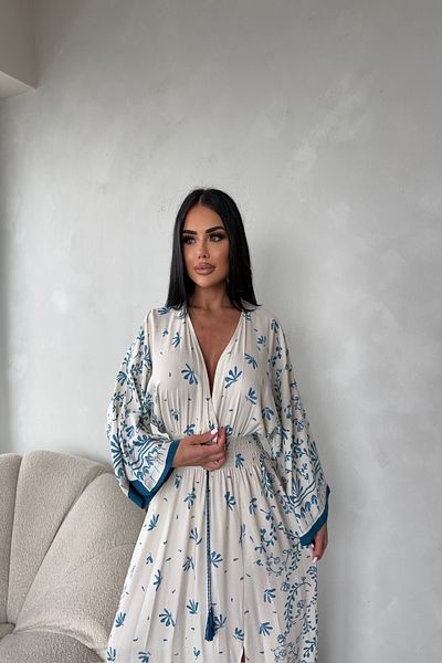 LİLA İSTANBUL Rochie de vară cu mânecă liliac cu guler dublu din țesătură din viscoză