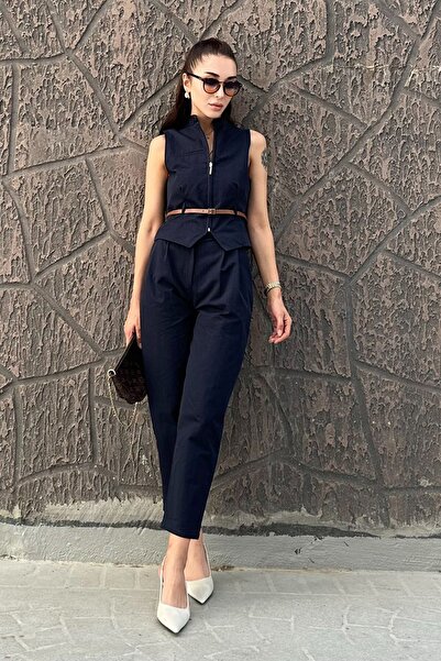 Qutu Butik Modamesta Jayla Premium Kemerli Yelek Pantolon Takım