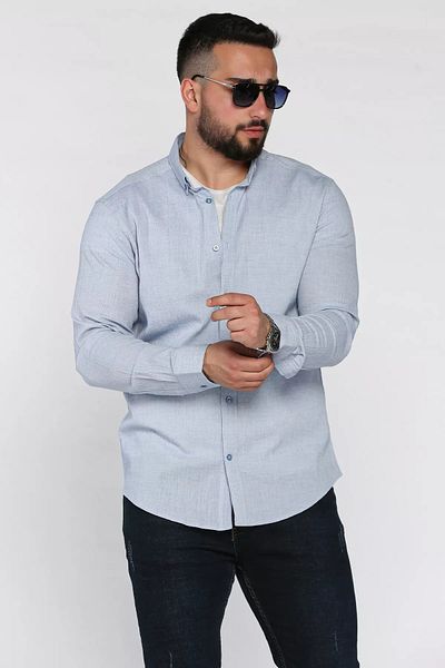 MİSHAR İTALİA Cămașă albastră cu mânecă lungă pentru bărbați