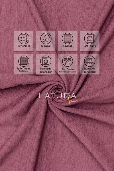 Latuda Concept Anti-Slip Seat Cover Reversible Microfiber Chenille 175X215 cm Rose – Cat Dog and Child Friendly