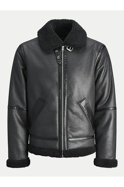 Jack & Jones Jachetă din piele ecologică pentru bărbați Jack Jones 12261819 Neagră