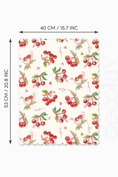 decofav Watercolor Cherries and Texts Digital Printed Laser Cut Seamless Oven Cover - 40X53Cm