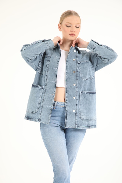 Suede Style 5362 - Comfortable and Stylish Women's Denim Jacket with Waist Be...