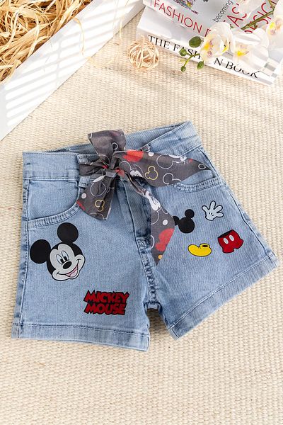 Babymod Figured Denim Stylish Denim Girl's Shorts