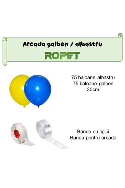 Ropet Balloon arrangement set for arch, 150 pcs, yellow and blue