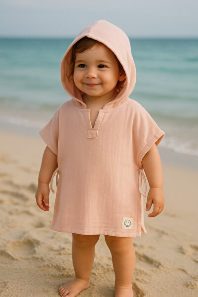 enes baby Organik Çift Kat Müslin Havuz Deniz Pançosu