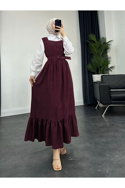 Modamorfo Διπλό Σετ Πουκάμισο με Κουμπί Μπάλας Jile - Claret Red