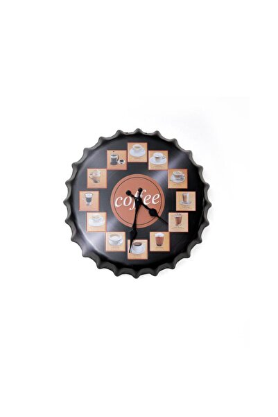 CajuArt Coffee Types Metal Cover Shaped Embossed Wall Clock