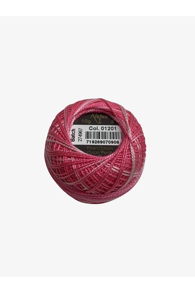 Yiğit Kumaş Embroidery Thread (Etamine Thread) Anchor No:8 Marbled Pink Color 1201