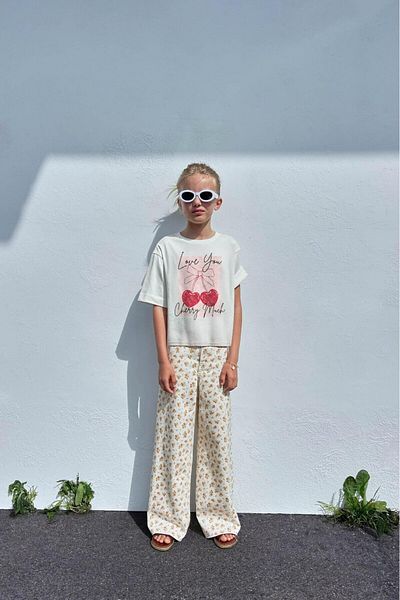 The Champ Clothing Бяла тениска - Обичам те, череша, детска тениска с щампа от черешов дизайн