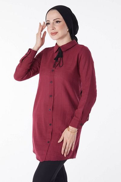 TOFİSA Střapec Detailní tunika Claret Red - 13159
