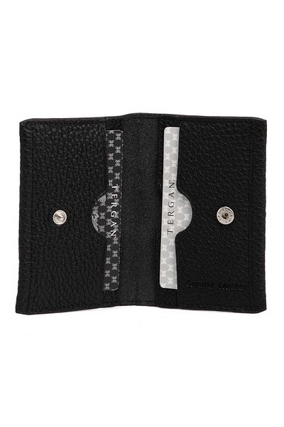 Tergan Black Genuine Leather Unisex Credit Card Holder - S1Kk00000266-A41