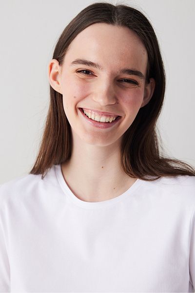Penti Weißes Basic-T-Shirt mit kurzen Ärmeln aus Baumwolle
