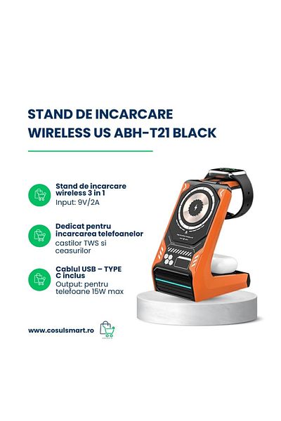 ATRAX Us Abh-t21 Wireless Charging Stand Black