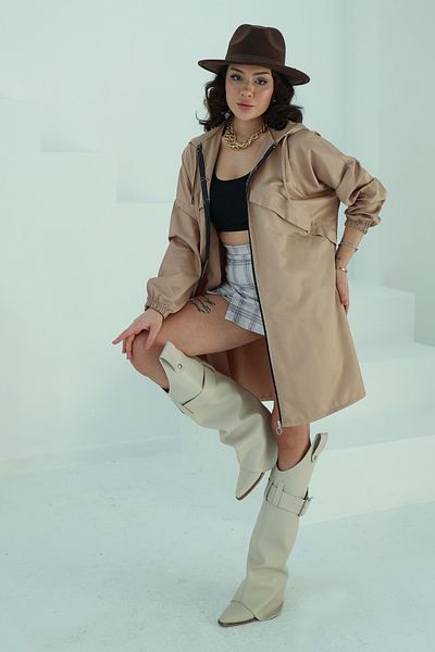 TOFİSA Trench Raincoat Mink - 13149