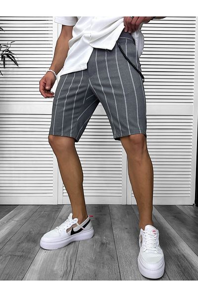 dehaine Shorts, for men, striped, casual, gray, 13165