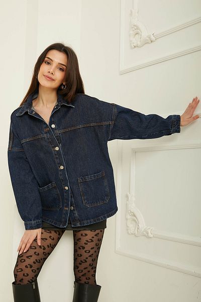 TOFİSA Women's Snow Wash Double Pocket Buttoned Denim Jacket Denim Color - 26657