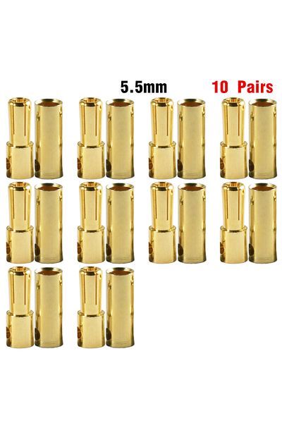 Choice 10pairs 5.5mm 9IMOD 5/10Pair RC Bullet Connectors 2/3/3.5/4.0/5/5.5/6/8mm Male Female Banana Bullet