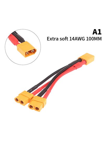 Choice 1 male to 2 female 1pc XT60 Parallel Battery Connector Male/Female Cable Dual Extension Y Splitter 1