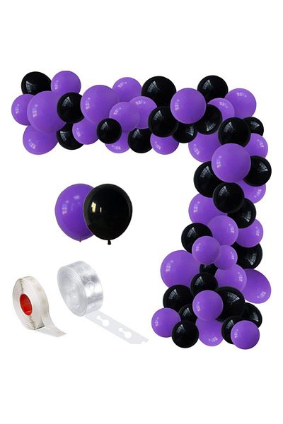 Ropet Balloon arrangement set for arch, 150 pcs, purple and black