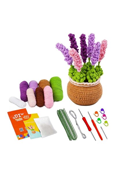 OBRO Set DIY complet de crosetat pentru incepatori sau avansati, Model Ghivec...