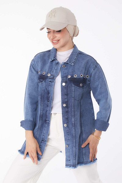 TOFİSA Bird Eye Denim Jacket Dark Blue - 25363