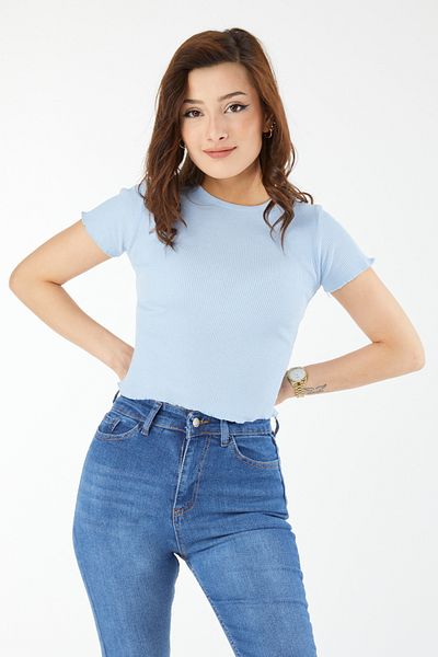 TOFİSA Bluză cu mânecă scurtă Baby Blue - 24437