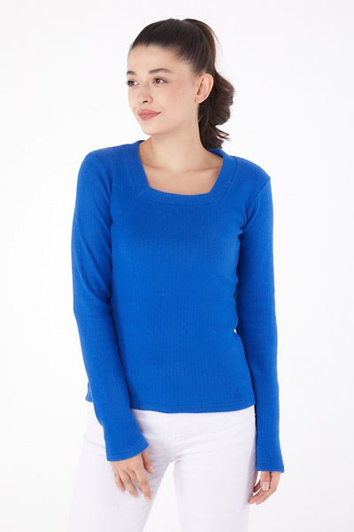 TOFİSA Blue V-Neck Square Badi - Women's 26214