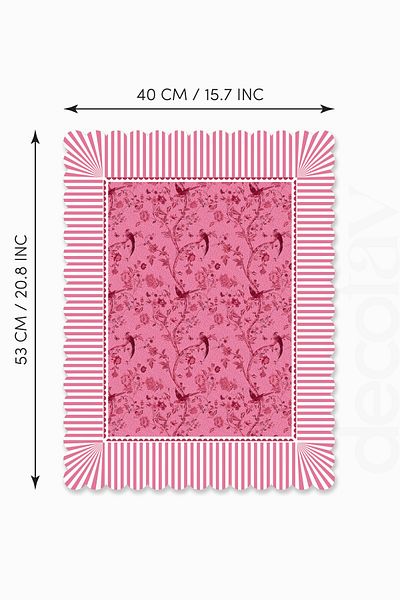 decofav Jolie Flowers Pink Decorative Edge Birds and Branches Designed Laser Cut Seamless Oven Cover