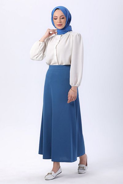 TOFİSA Blue Straight Medium Women's Skirt - 23643