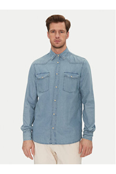 Indicode Cămașă din denim pentru bărbați INASK 20-605 Albastră