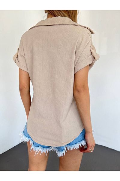 Lotus Double Sleeve Single Pocket Wrap Shirt