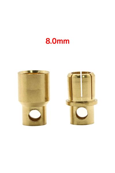 Choice 8.0mm 20pcs/lot 2.0mm 3.0mm 3.5mm 4.0mm 5.5mm 6.0mm 8.0MM Gold Bullet Banana Connector plug for ESC