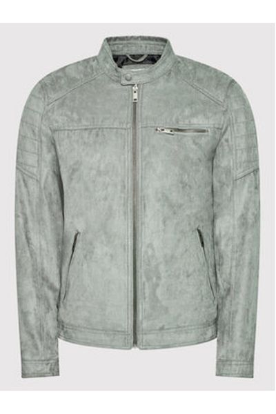 Jack & Jones Jachetă din piele ecologică pentru bărbați Jack Jones 12147218 Gri