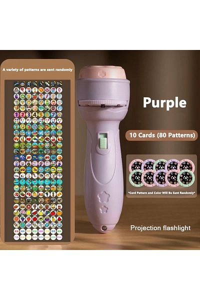 Choice Purple Projection Flashlight Early Education Puzzle Development Toy 80 Patterns Cartoon Projector To