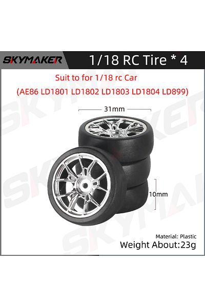 Choice YX04S LDRC 1/18 RC Car Tire for 1:18 AE86 A86 LD1801 LD1802 LD1803 LD1804 A01 A02 RC Hard Drift Road