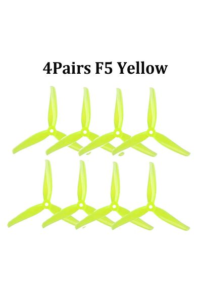 Choice 4Pairs F5 Yellow 4Pairs IFlight Nazgul F5/5140 5 Inch 3 Blade / Tri-blade Propeller with 5mm Mountin