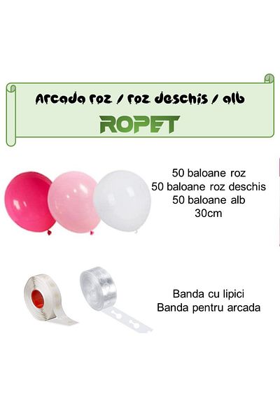 Ropet Balloon arrangement set for arch, 150 pcs, pink and white