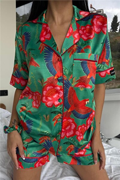 COCCOLARSI Stagione Estiva Saten Kısa Pijama Takımı CSE3008