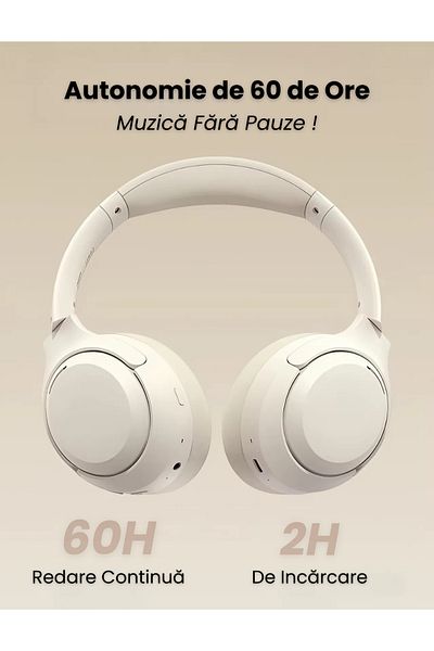 NEOSOR Over The Ear Headphones, Microphone, Wireless, Bluetooth 5.4, Autonomy 60H, Noise Canceling, Beige