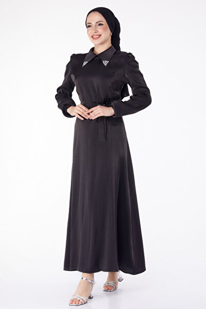 TOFİSA Сукня з поясом чорна - 25406