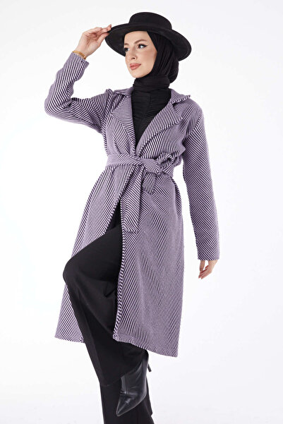 TOFİSA Кашемірове пальто з поясом бузковий - 13115