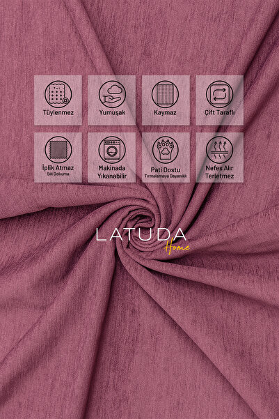 Latuda Concept Kaymaz Koltuk Örtüsü Çift Taraflı Mikrofiber Şönil 175x300 cm Rose – Kedi Köpek ve Çocuk Dostu