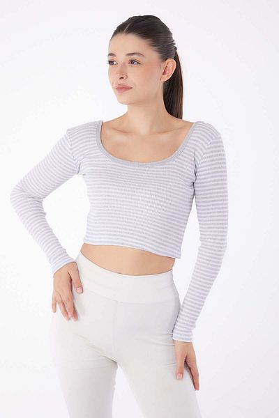 TOFİSA Crop gri în dungi - 26119