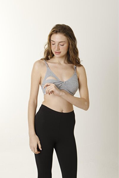 Tuess حمالة صدر للرضاعة بدون كبس رمادي