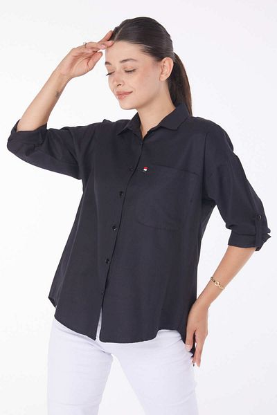 TOFİSA Buttoned Back Shirt Black - 25907