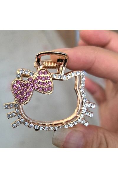 Choice Pink New Metal Sparkling Diamond Hello Kitty Hairpin Crystal Y2k Hello Kitty Hairpin Silver Jewelry